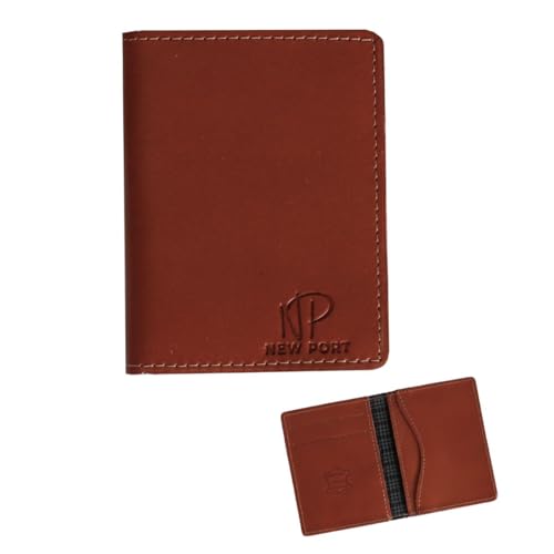 Carteira de Couro Slim Dobrável Masculina Compacta New Port Marrom