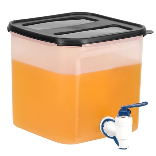 Image of Cutting EDGE 4.5 Liters Plastic Dispenser Jar with Tap,Water Pitcher for Juice,Drinks & Beverages at Home & Kitchen,Picnic,Office,Square Shape Container & Wide Mouth Allow Easy Filling (Black Lid)
