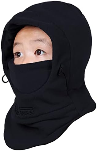 Azarxis Kids Children's Fleece Balaclava Face Mask Windproof Thicken Winter Hat Neck Warmer Ski Mask (Black)