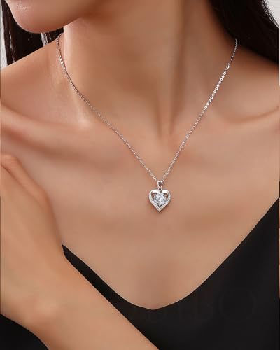 Moissanite Heart Pendant Necklace for Women,1-2 Carat Necklace Engraved with 'I LOVE YOU,18K Gold Plated Sterling Silver Pendant Jewelry Anniversary Birthday Gifts for Girlfriend Wife Mom2