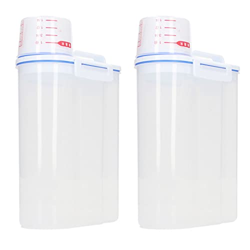TOPINCN 2Pcs Rice Storage Container, 2.5L Dry Food Airtight Container Plastic Rice Dispenser Bin Cereal Containers Dispenser Measuring Cup Pour Spout Rice Beans Grains Flour