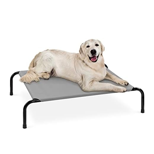 Navaris Cama elevada para Perro - Hamaca Alta refrescante para Perros medianos y Grandes MAX. 25 kg - Colchón con Patas elevadas para Mascotas - Gris