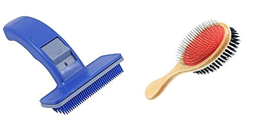 Sage Square Dog Imported Dog Grooming Kit - Double Sided Wooden Dog Pin Brush + Dog Plastic Slicker Brush with Press Key (Combo of 2 Combs) (B08CHH6RPQ) Amazon Price History, Amazon Price Tracker