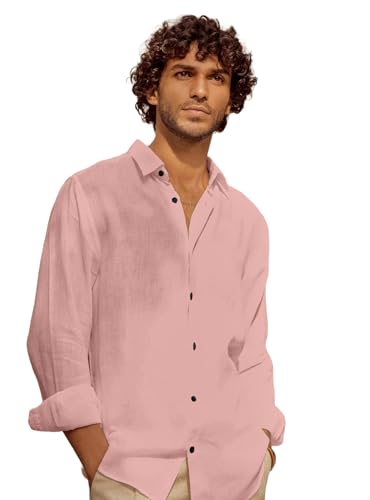 Image of Men's Long Sleeve Linen Shirt, Button Down, Casual Collared, Full Sleeve Shirt