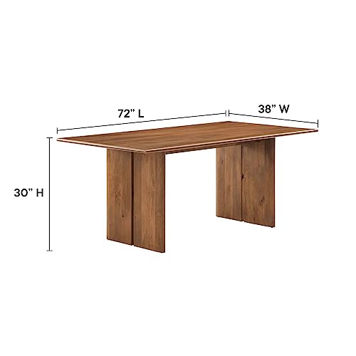 Image of Modway Amistad 72 inch Solid Wood Modern Farmhouse Rectangular Dining Table in Walnut