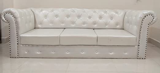Aviv 3 Seater Faux Leather Sofa Set (Ivory)-image-28