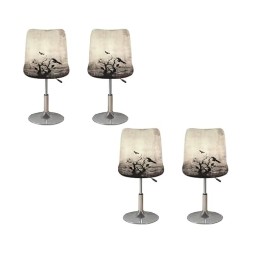 Image of Dry Tree Crows Bar Stool Chair Cover with Back Stretch Bar Chair Covers Swivel Barstool Slipcovers with 4 pcs Black Seat Couch Cover Waterproof Anti-Scratches Spills Chair Covers