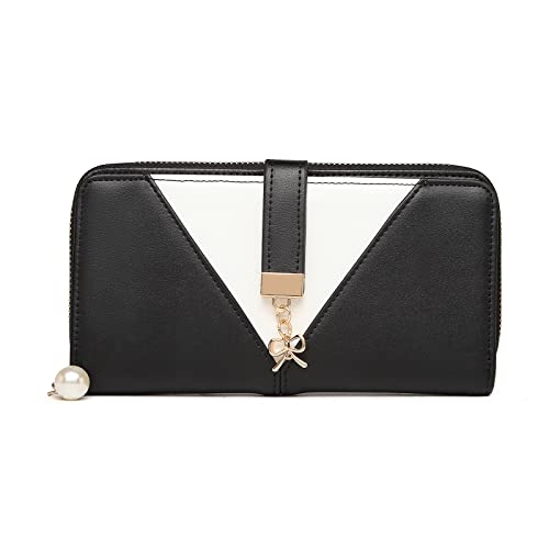 Miss Lulu Damen Geldbörse Klein – PU Leder, 11,5x9,5x2 Cm, Mit 5 Kartenfächern & Reißverschlussfach