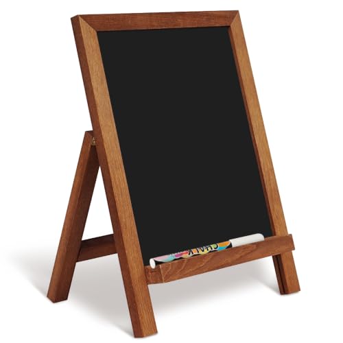4 THOUGHT Small Tabletop Magnetic Chalkboard Signs 9.5" x 14", Brown