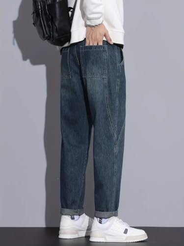 Image of GRECIILOOKS Men High Rise Jeans | Pants | Denim Jeans | Baggy Jeans | Loose FIT Jeans | Stylish Jeans