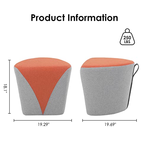 Sunon Fabric Heart Ottoman Padded Mordern Footstool For Bedroom,Living Room, Orange #TOP1