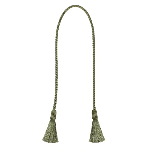 Image of 4 Pack Curtain Tiebacks Handmade Decorative Curtain Holdbacks Rope with Tassel - Green