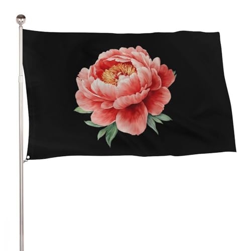 Peony Flower Printed Garden Flag Seasons Outdoor Banner Flags for Holiday House Decor 4 X 6 Ft 47x70 in
