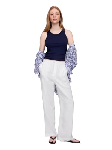 Image of Gap Womens Wide Leg Linen Pull on Pant