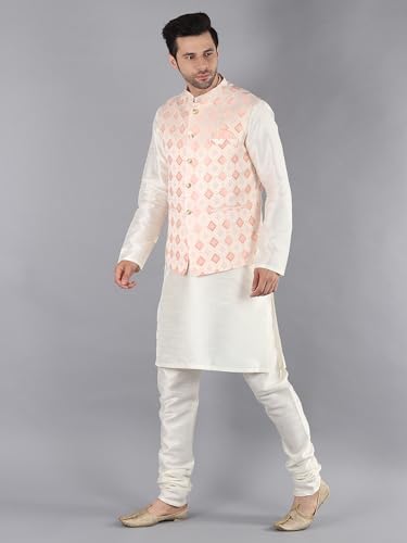 Image of Uri and MacKenzie Men's Silk Blend Kurta Pajama with Designer Ethnic Nehru Jacket /Modi Jacket