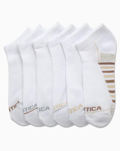 Image of Nautica Womens No Show Socks Moisture Wicking Low Cut Athletic Socks 6 Pack | Moisture Wicking Dri-Motion Fabric, Cushioned Key Areas, Banded Arch Support, No Show Low Cut, Shoe Size 4-10