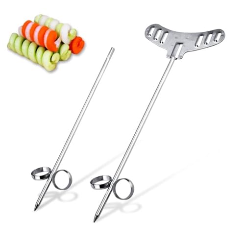 Vegetable Spiral Cutter Set of 4, Vegetable Spiral Cutter Screw Winder Stainless Steel Fruit and Veg Carving Tools Knife (Silver) L:14mm, S:11mm