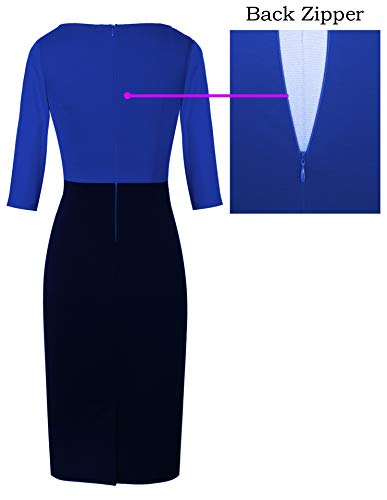 Image of VFSHOW Womens Work Business Casual 3 /4 Sleeve Slimming Fitted Front Zipper Crisscross Waist Office Party Pencil Sheath Dress