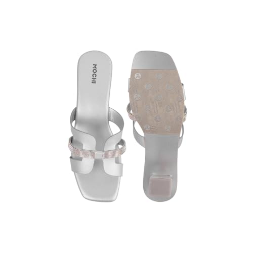 Image of Mochi Women Faux Leather Glamorous Strap Block Heel Fashion Slip-on Sandals