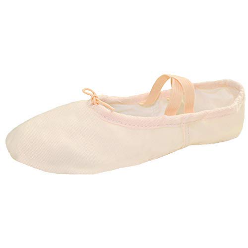 Danzcue Adult Canvas Split Sole Ballet Slippers Ballet Shoes for Women Dance Shoes, Ballet Pink, 9M4