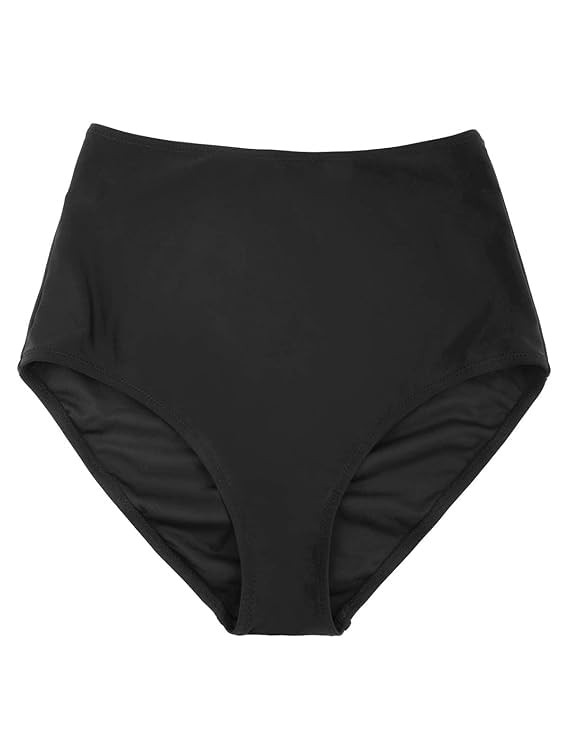 Women High-Waisted Swimwear Bottom, Black, Tummy Control