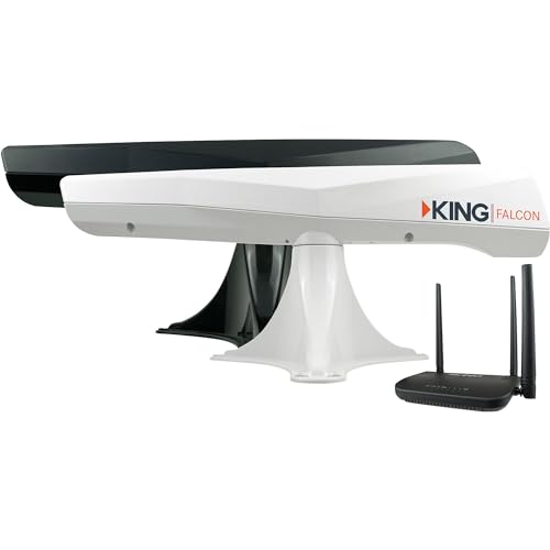 Image of KING KF1000 Falcon Automatic Directional WiFi Antenna with WiFiMax Router and Range Extender - White