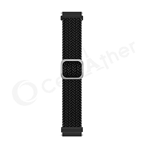 Image of CellFAther 20mm Watch Band Elastic Nylon Loop with Quick Release pins Compatible with Samsung Galaxy Watch Active 2 44,40mm / Galaxy Watch 3 41mm / Galaxy Watch 42mm /Gear S2 /Classic (Black)