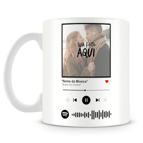 Caneca personalizada com foto e música
