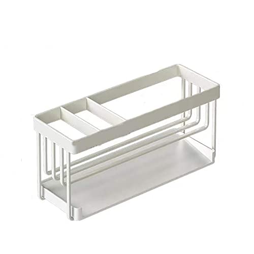 スポンジホルダー スポンジラック たわし入れ スポンジ置き 水が流れるスポンジラック スポンジ収納 水切りラック キッチンスポンジ洗剤置き 置き型 タワー 省スペース 大容量 水切り機能 キッチン用品 キッチン収納 キッチン小物 シンプル おしゃれ (ホワ