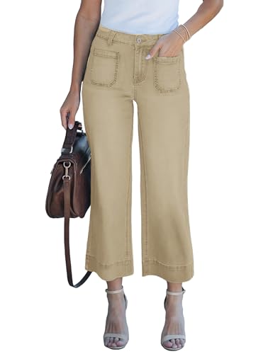 Wide Leg Jeans for Women Trendy High Waisted Flare Jeans Cropped Pants Stretchy Baggy2