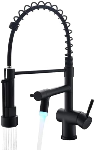 VFAUOSIT Kitchen Faucets with LED Light, Commerical Black Kitchen ...