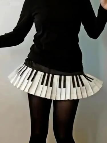 Women Piano Mini Skirts Y2k Harajuku Dark Coquette Aesthetic Grunge Black White Spliced Short Skirt2