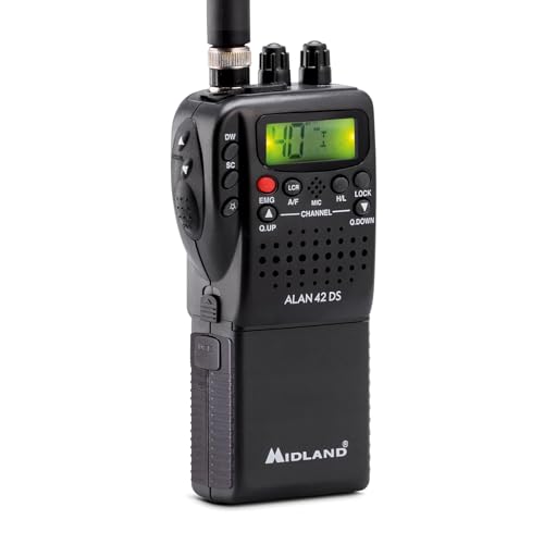 Midland Alan 42 DS Powerbundle CB Multi Band AM/FM CB-Funkgerät & Lithium-Akku umschaltbar auf Jede europ. Ländernorm, 2-Polige Zubehörbuchse, Digitale Rauschsperre, starker Klang, schwarz C1267.S1