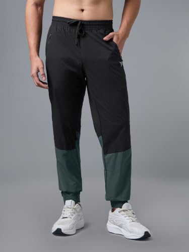 Image of TECHNOSPORT Mens Woven Regular Fit Activewear Joggers for Running, Gym, Sports and Regular Use Stretchable, Colorblock and Antimicrobial