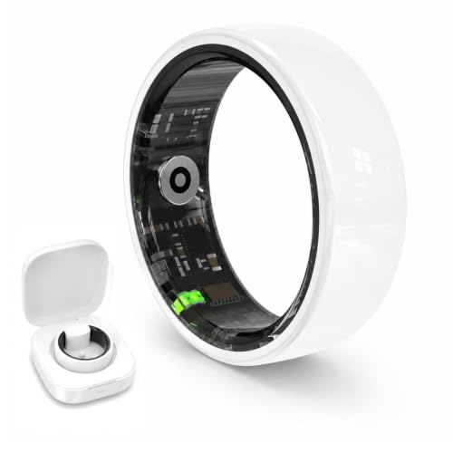 Image of Smart Rings for Couples，Health Rings for Men & Women, 24 /7 Track Heart Rate, Sleep, SpO2, Stress, HRV & Cycles. 5ATM Waterproof, iOS /Android, No Subscription. (White, 8(18.3mm))