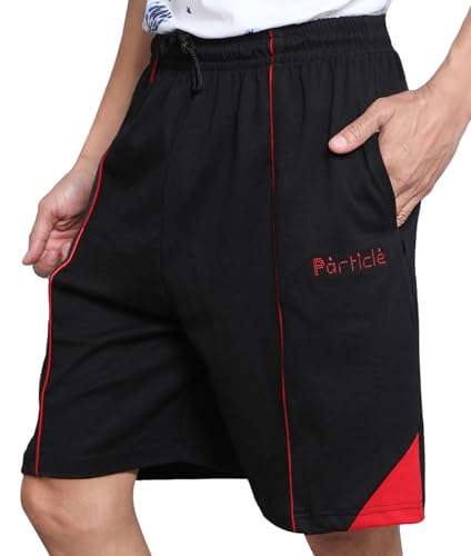 Image of Particle Men's Plus Size Hosiery Corduroy Cotton Bermuda Shorts | 230 GSM Ribbed Fabric | Big Size Casual Half Pants with Pockets for Walking, Gym & Lounge (XL-5XL)