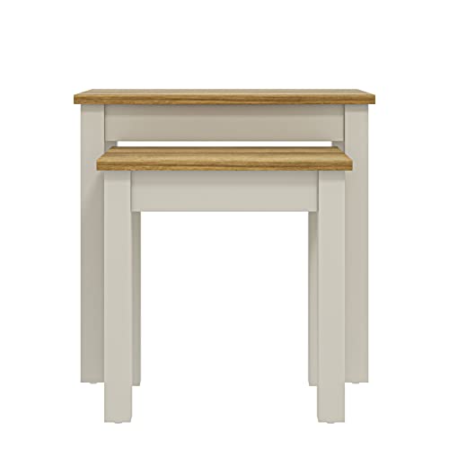 Galano Sufy Nest of 2 Tables Unit - Modern Sofa Side Table for Living Room - Small and Light Multilevel Coffee Table Set - 33 x 48 x 46.5 cm - Light Grey - Image 5