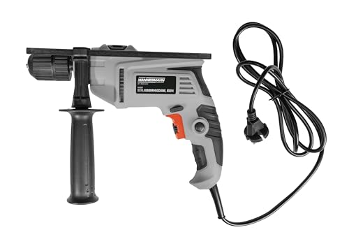 Brüder Mannesmann Schlagbohrmaschine, 650 Watt - Schlagbohrer mit 13 mm Schnellspannbohrfutter, Tiefenanschlag und Handgriff - kabelgebunden, mit Rechts- / Linkslauf - Schwarz, Grau | M12507