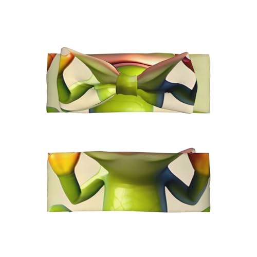The Funny Frog Doing Yoga Baby Bow Headband, Soft Baby Bow Hair Accessory For Newborn Babies, Toddlers, Kids.2