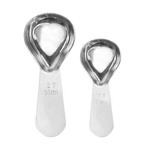 Cucharas de café de acero inoxidable, juego de cucharas medidoras de 30 ml y 15 ml para preparar y hornear con precisión, cucharas medidoras