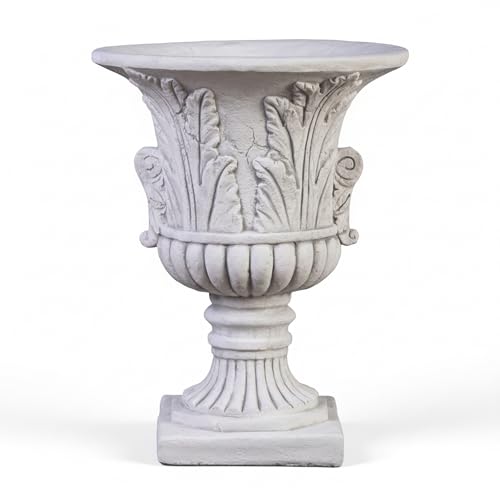 gartendekoparadies.de Vaso da fiori in stile antico, fioriera in pietra colata, H. 46 cm, 7 litri, 19 kg, grigio, resistente al gelo, per uso esterno