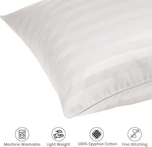 Image of Travel Pillow Case 12x18 Size Pack of 2 Pieces 100% Egyptian Cotton Zipper Closure 500 Thread Count Toddler Pillowcase Fits Up to 12x18, 12x16 or 11x15 White Striped