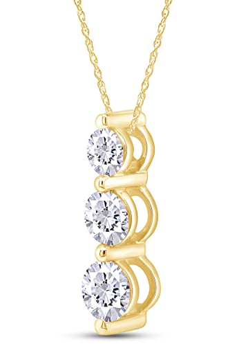 Round Cut Simulated Birthstone Three Stone Journey Pendant Necklace Jewelry for Women in 14k White Gold Over Sterling Silver Along with 18" Silver Chain2