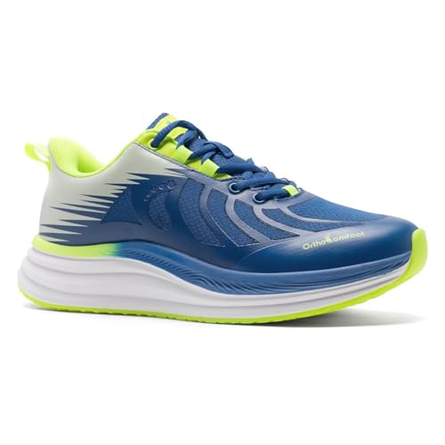 Men's Orthopedic Road Running Shoes: Plantar Fasciitis Arch Support Diabetic Pain Relief Flat Feet Trail Sneakers, Comfortable Outdoor Cycling Casual Athletic Tennis Walking Shoes Dark Blue Size 10.5