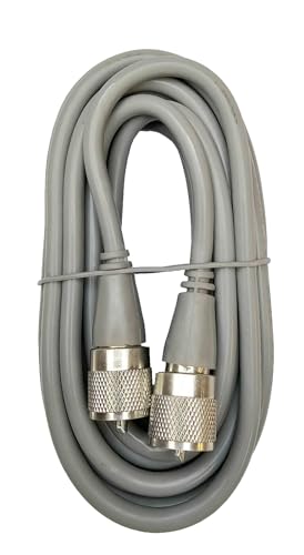 Pro Trucker RG-8X CB Antenna Premium Coaxial Cable, 18ft UHF PL259 Male to Male Coax Jumper Cable for CB, HAM Radio, SWR Meter, Antenna Analyzer, Low Loss, 98% Shield, Gray - PTRG8XX-18