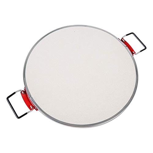 Mayer Barbecue Ersatz Pizzastein für BLITZA MPO-100 Pizzaofen, Cordierit mit Edelstahlfassung, 2 Griffe, Rund, Ø 30 cm, Beige Cover