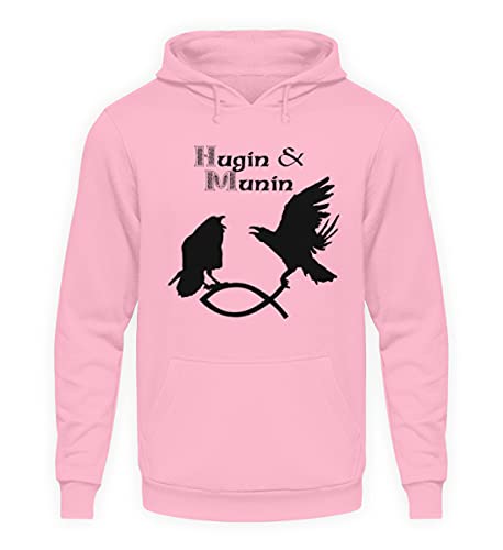 Pull à capuche rose Hugin & Munin sweat unisexe taille S mode streetwear