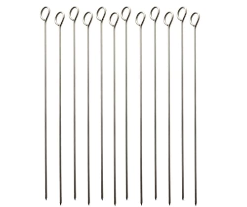 Soro Essentials- Set of 12 Stainless Steel 12” Round Skewers- Skewers for Grilling Metal Barbecue Skewers Shish Kebab Sticks Reusable Grilling Skewers Set for Meat Shrimp Chicken Vegetable