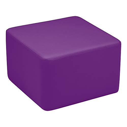 Image of Sprogs 12 inch H Structured Cube Stool -Flexible Modular Collaborative Soft Seating for Office, Home, Lounge and School Classrooms with Durable Frame & Set of 6 inch Legs Add-on -Purple