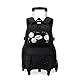 Rucksack mit Rollen Madchen Trolley Rucksack Kinder Schulrucksack Schulranzen mit Rollen Teens Schultasche Rollen Mädchen Schwarz 30X16X45CM